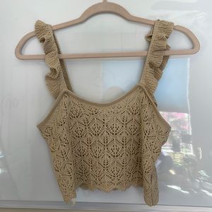 Tan Crochet Crop Top, Size: Women’s Small/Medium